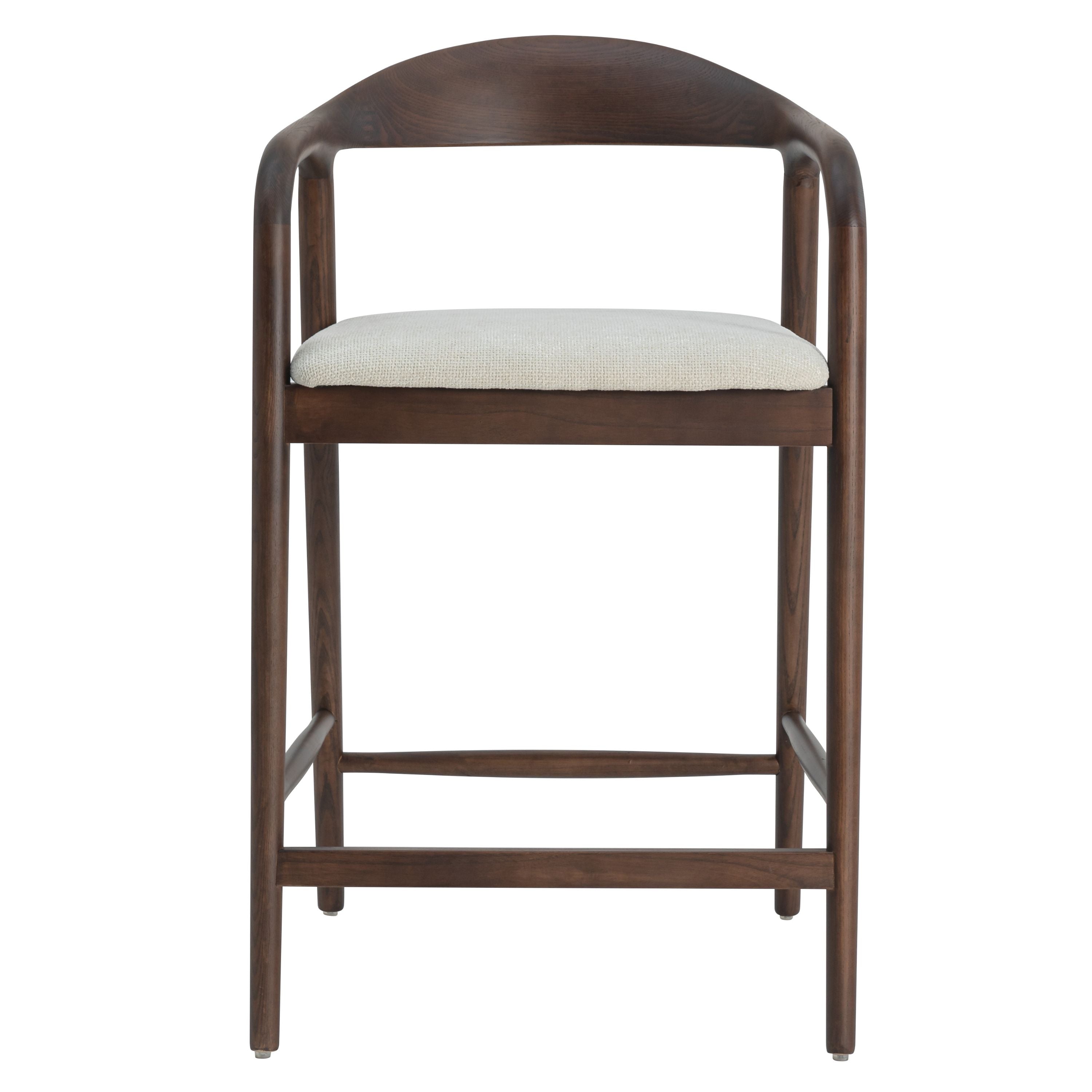 Beige Andrea barstol med japandi-stil valnød ben - minimalistisk køkkenstol