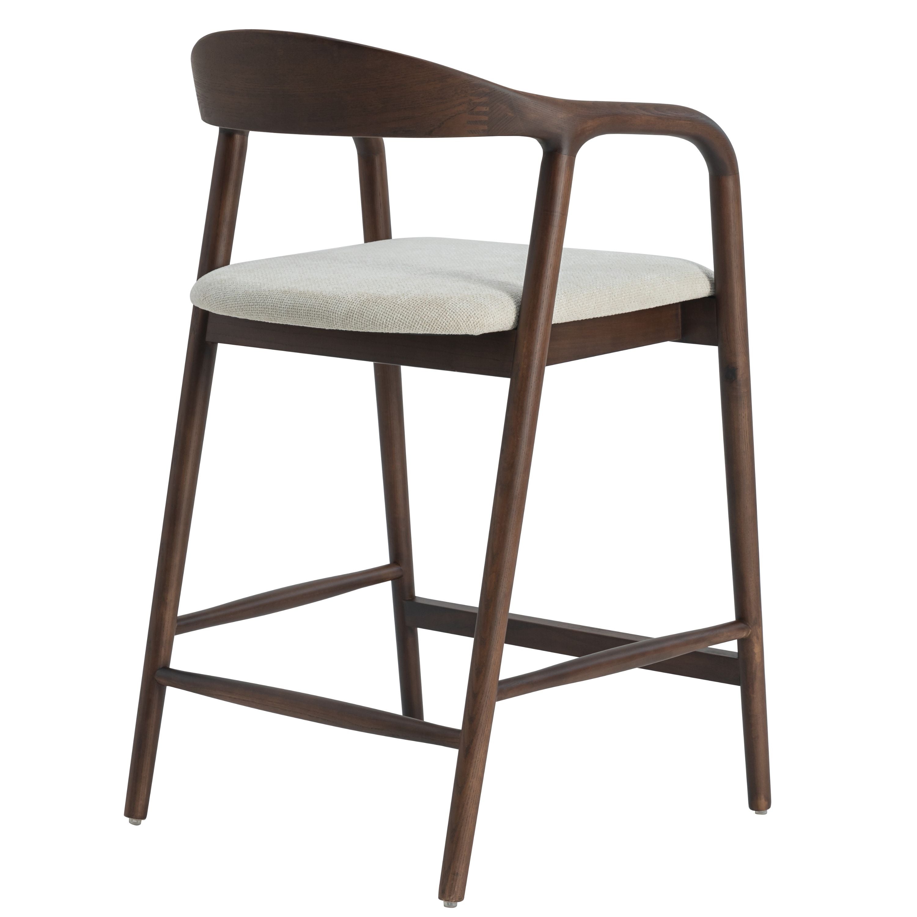 Beige Andrea barstol med japandi-stil valnød ben - minimalistisk køkkenstol