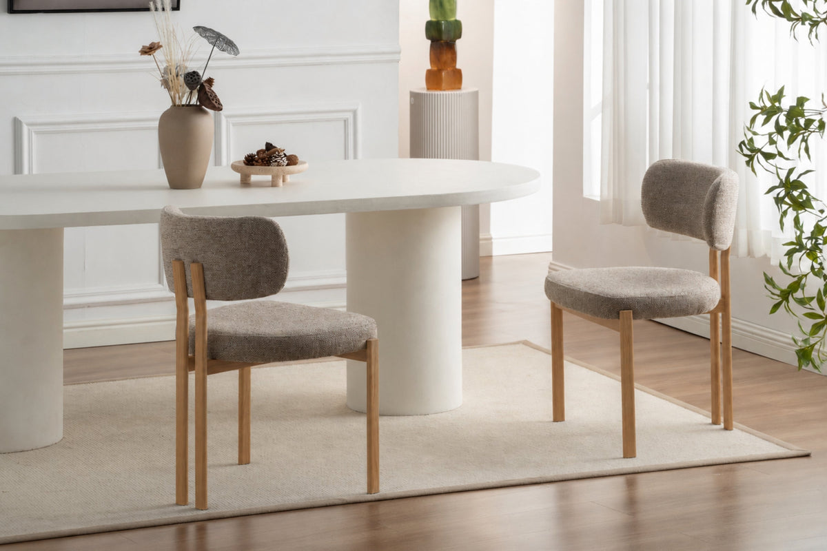 Lukka spisebordsstol taupe egetræs-look