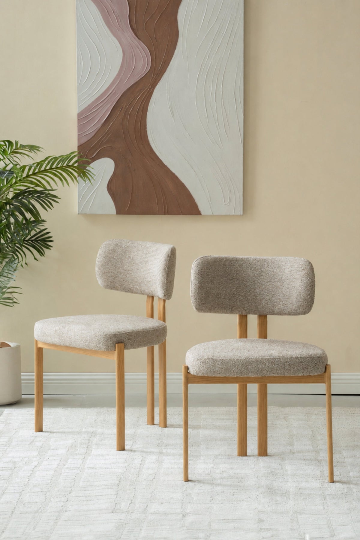 Lukka spisebordsstol taupe egetræs-look
