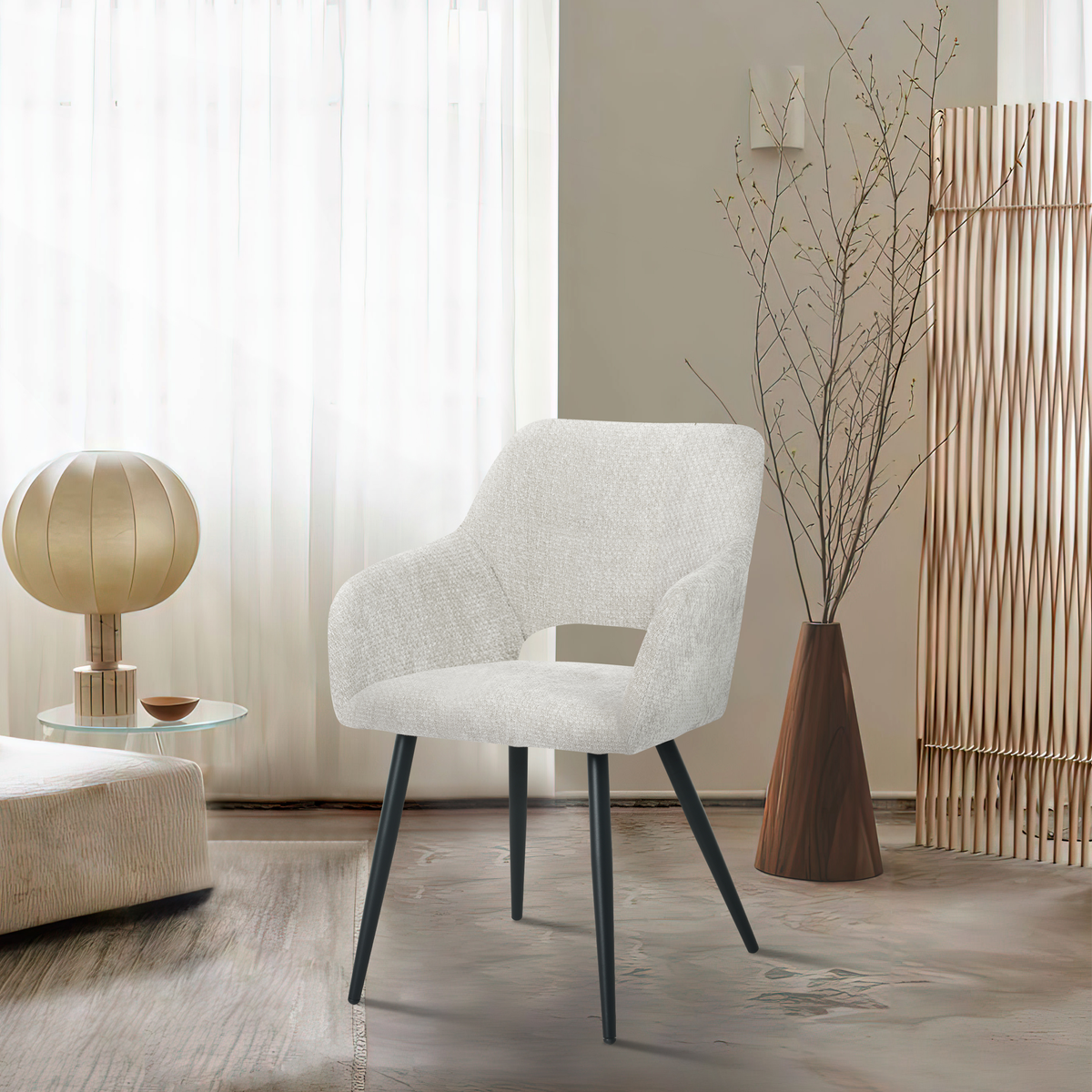 Jesper spisebordsstol i off-white chenille