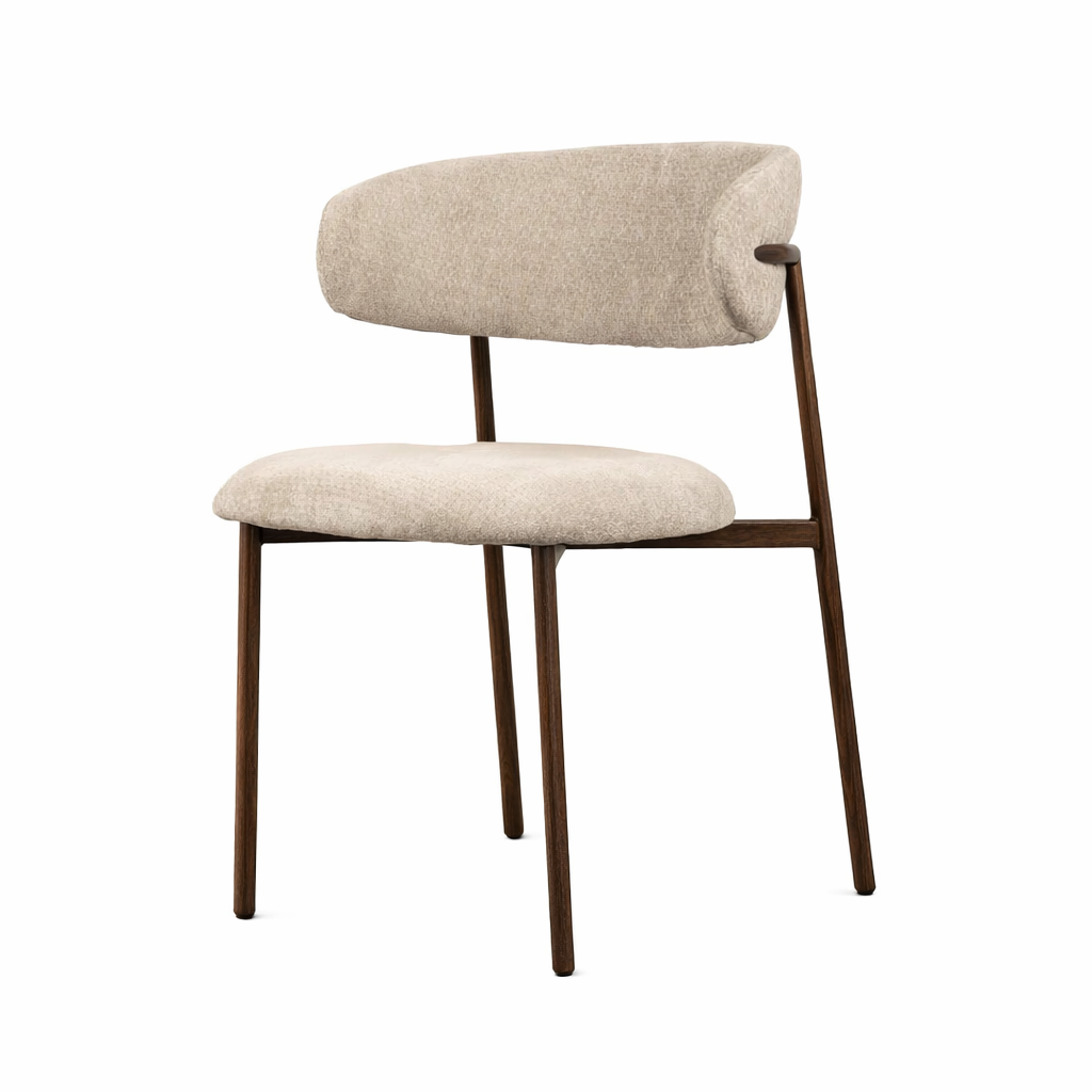 Kiara Spisebordsstol - Beige Chenille - Valnød-look