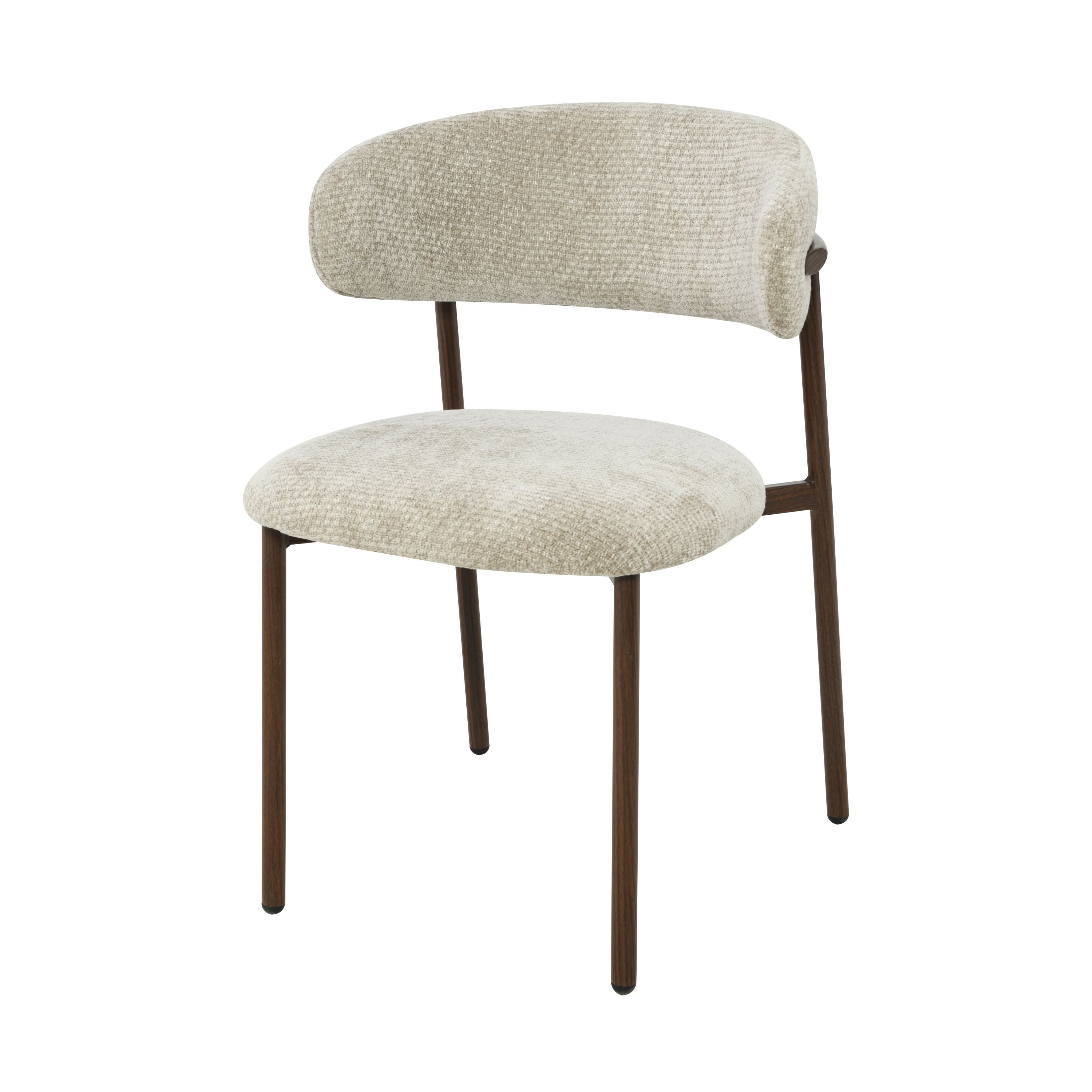 Kiara Spisebordsstol - Beige Chenille - Valnød-look