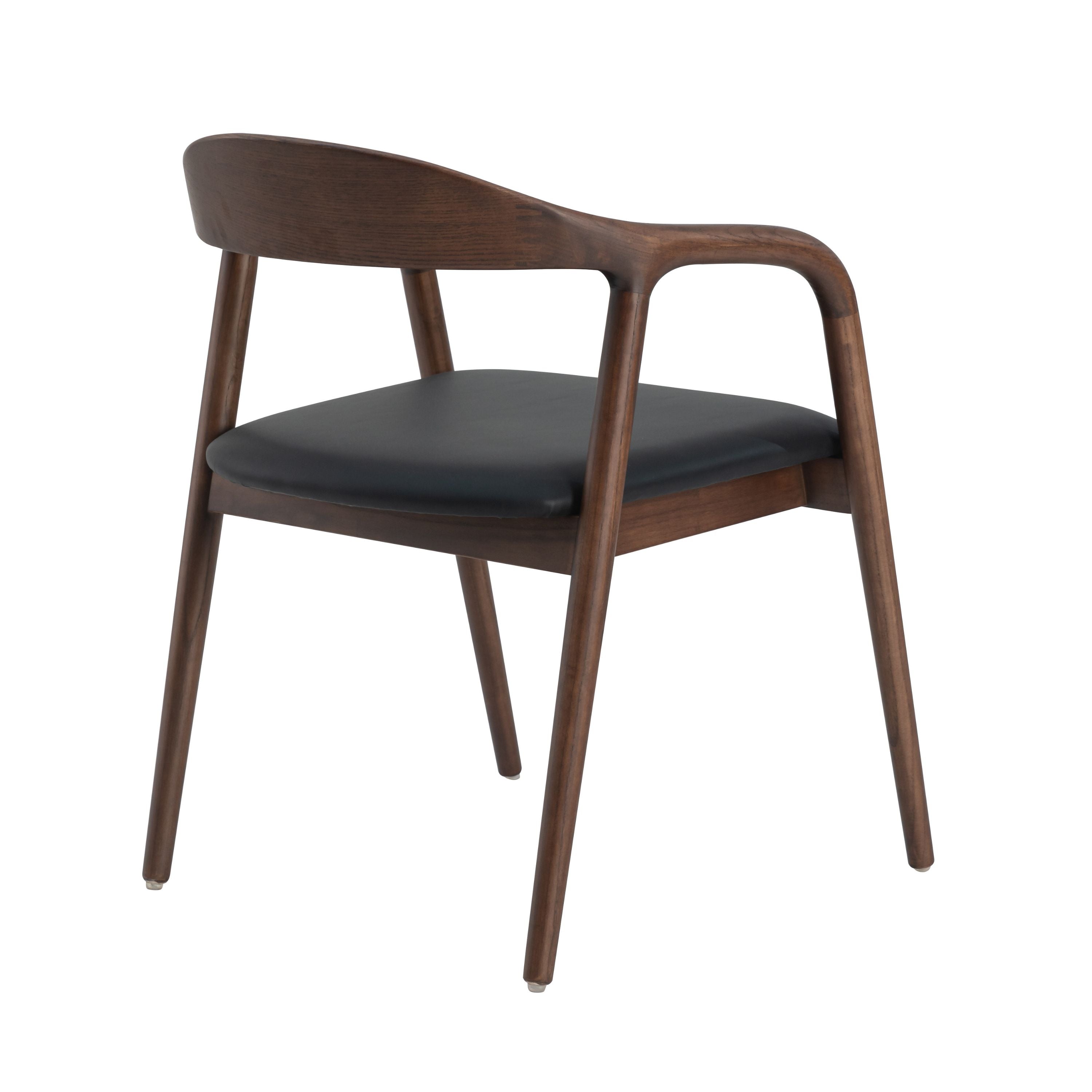Sort Andrea spisebordsstol med japandi-stil valnød ben - minimalistisk design