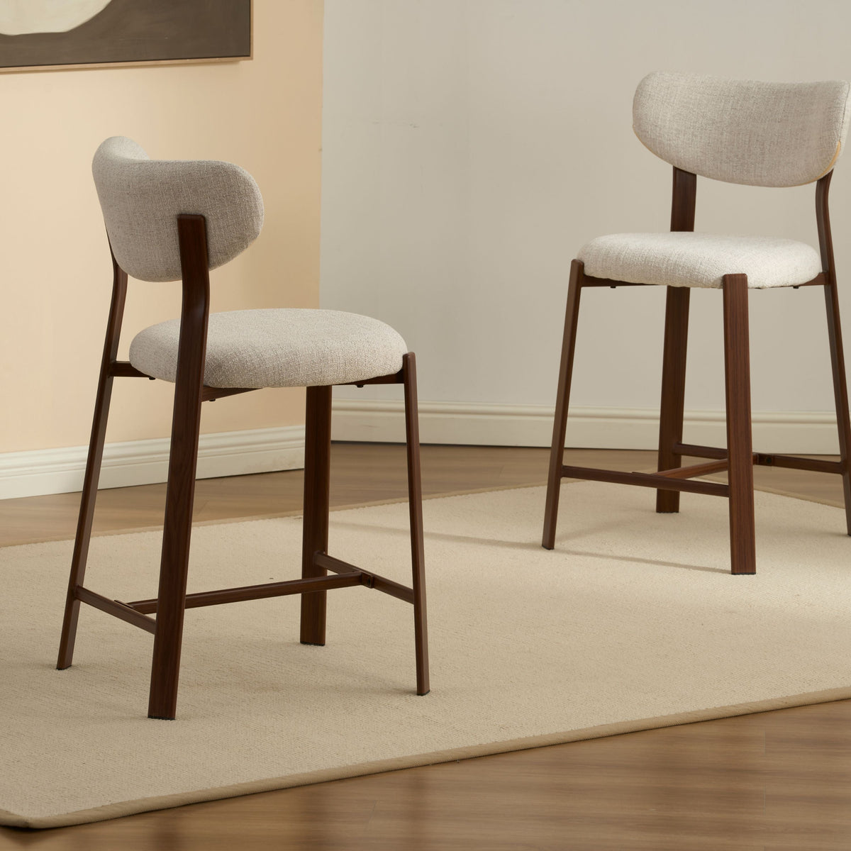 Jane Barstol - Beige - Valnød-look