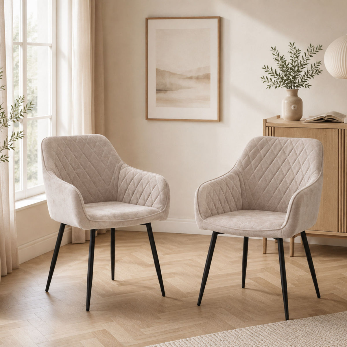 Mila Spisebordsstol - Beige Vævet