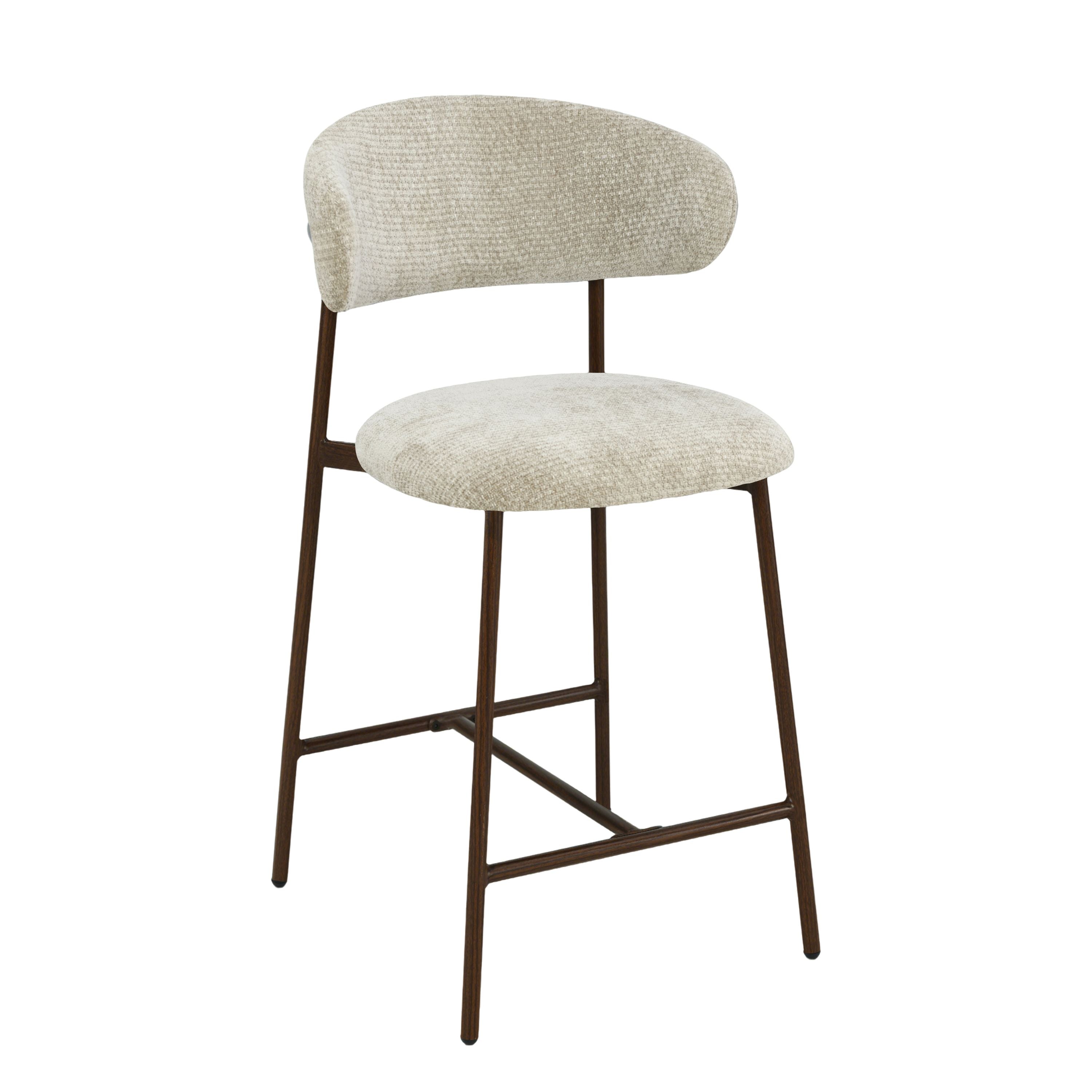 Kiara Barstol - Beige - Valnød-look