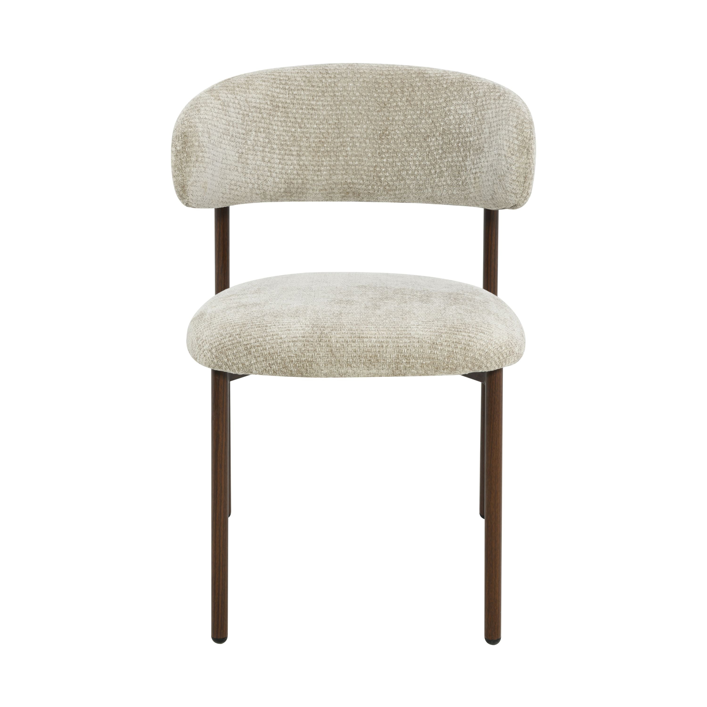 Kiara Spisebordsstol - Beige Chenille - Valnød-look
