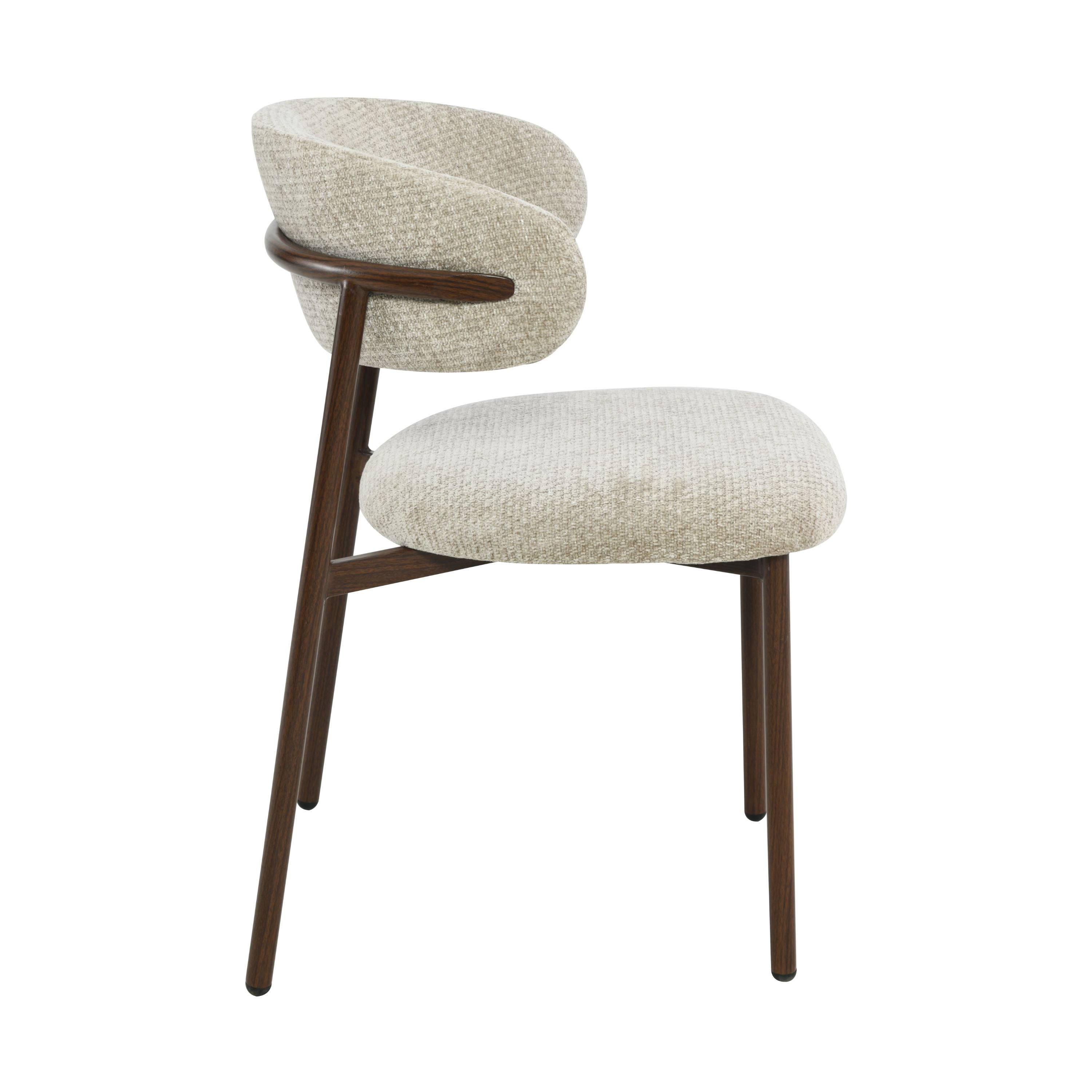 Kiara Spisebordsstol - Beige Chenille - Valnød-look